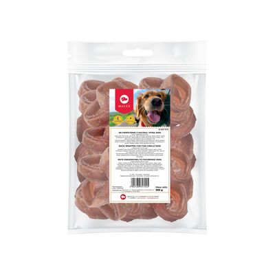 Karma uzupełniająca dla psów pierścienie z kaczką i rybą (kalmar) 500 g Maced