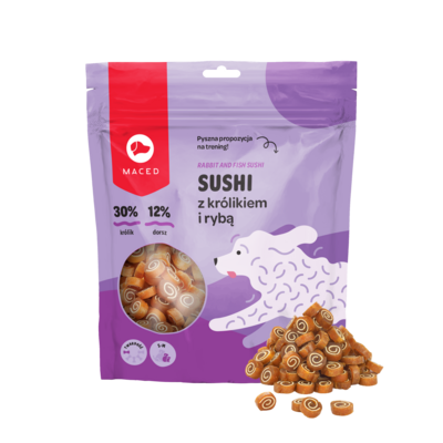 Karma uzupełniająca dla psów sushi królik ryba 500 g Maced