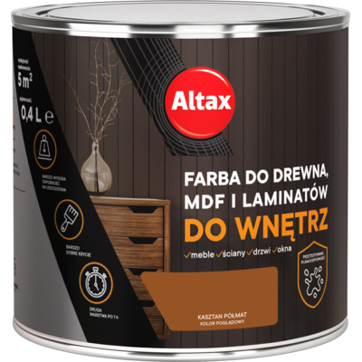 Farba do drewna, mdf, laminat 400 ml kasztan ALTAX