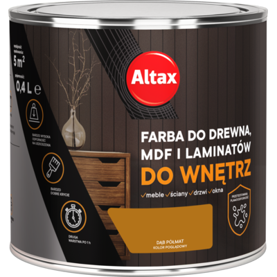 Farba do drewna, mdf, laminat 400 ml dąb ALTAX