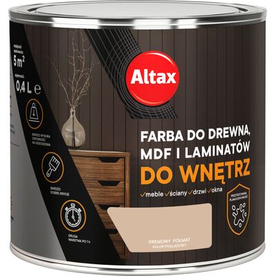 Farba do drewna, mdf, laminat 400 ml kremowy ALTAX