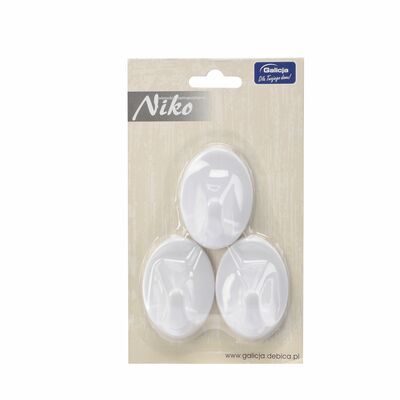Wieszak samoprzylepny plastik owal - 3 sztuki NIKO