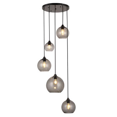 Lampa wisząca Semira E27 5x40 W czarny/szkło dymne