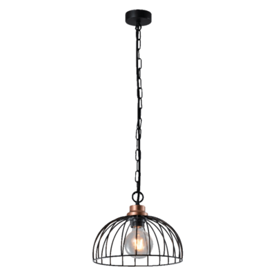 Lampa wisząca BASKET 1xE27/60 W czarny, czerwona miedź