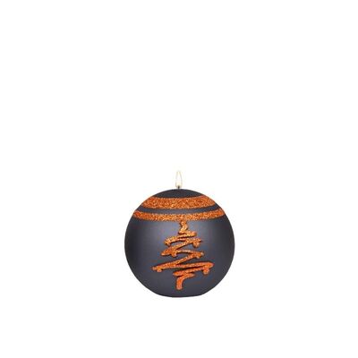 Świeca kula K-4 Glitter Tree 10 cm metalik czarny