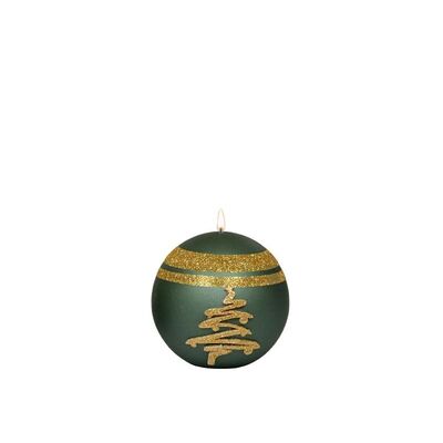 Świeca kula K-4 Glitter Tree 10 cm metalik butelkowa zieleń