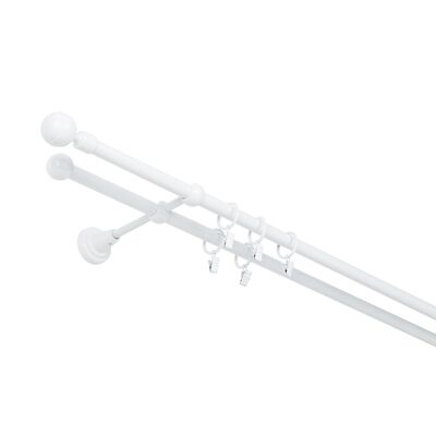 Karnisz podwójny 16/16 mm biały błysk 160 cm żabka paola