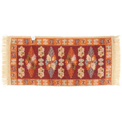 Dywan Kilim 60 x 120 cm bordo liście