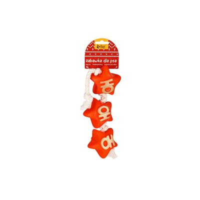 Zabawka dla psa sznur świąteczny gwiazdki czerwony 32 cm