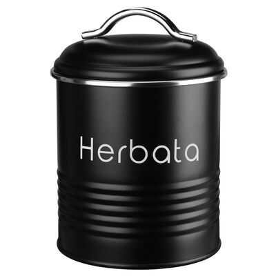 Pojemnik metalowy okrągły ALCANO HERBATA czarny
