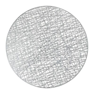Mata stołowa okrągła PVC AM-GLAMOUR 38 cm srebrna ażur