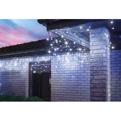 Lampki kurtyna sople flesz 200 LED niebieskie/białe zimne światło BULINEX