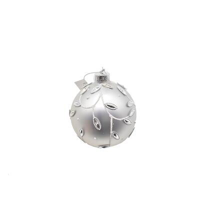 Bombka szklana srebrna 8 cm