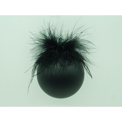 Bombka szklana z piórkami czarna 8 cm