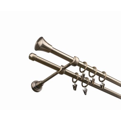 Karnisz podwójny 19/19 mm antyczny mosiądz 200 cm żabka prince