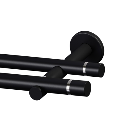 Karnisz podwójny Tokyo Easy II 19 mm 160 cm czarny mat