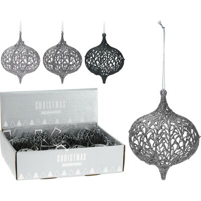 Bombka PP kula ornament brokat 9 cm