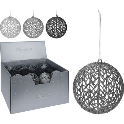 Bombka PP kula ornament brokat 9 cm