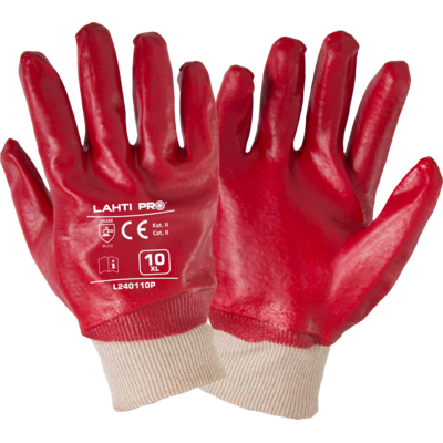 Rękawice PVC czerwone L240109P "9" CE LAHTI PRO