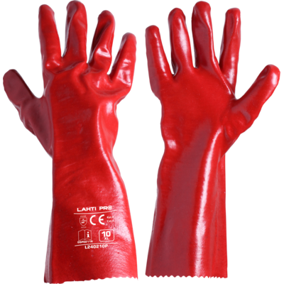Rękawice PVC długie czerwone L240210P "10" CE LAHTI PRO