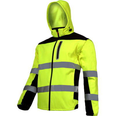 Kurtka softshell ostrzegawcza z odpinanymi rękawami żółty "L" CE LAHTI PRO