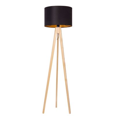Lampa podłogowa sosna + roller czarny