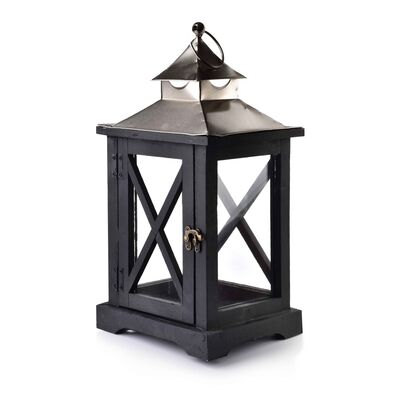 Latarnia drewniana LEVI SILVER 19 x 16,5 x 37 cm