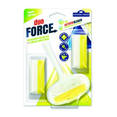 Kostka WC dwufazowa, Duo Force + 2 x zapas, 3 x 40 g, cytryna, General Fresh