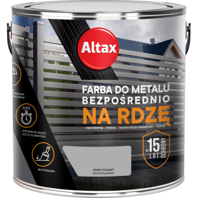 Farba do metalu 2,5 l szary półmat Altax