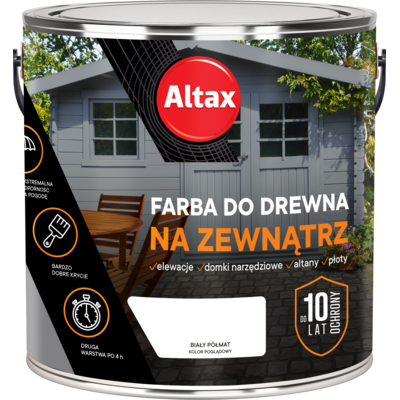 Farba do drewna na zewnątrz ALTAX 2,5 l biały półmat