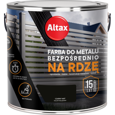 Farba do metalu 2,5 l czarny mat Altax