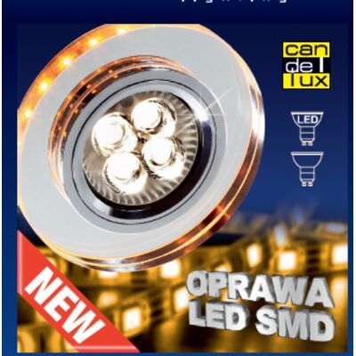 Oprawa stropowa stała okrągła SS-23 GU10 50 W+LED SMD 2,1 W bursztynowy/chrom