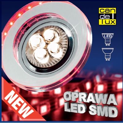 Oprawa stropowa stała okrągła SS-23 GU10 50 W+LED SMD 2,1 W czerwono-różowy/chrom