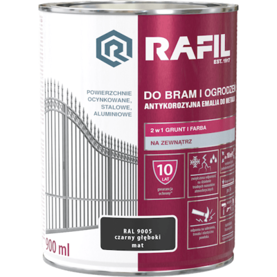 Farba "BRAMA" czarna mat 0,9 l RAFIL