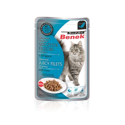 Saszetka 85 g Fileciki pstrąg SOS   BENEK kot