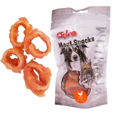 Przysmak 80 g Krążki dorsza owinięty  kurczak CHICO MEAT SNACK