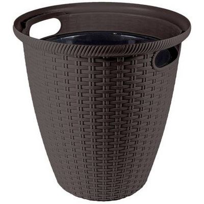 Donica rattanowa D 328 mm / 20 l z doniczką wewnętrzną 11 l ciemna czekolada