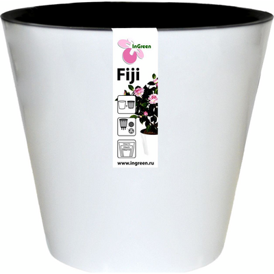 Osłonka plastikowa z doniczką wewnętrzną Fiji D 330 mm /16 l na kółkach biały