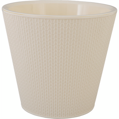 Osłonka plastikowa z doniczką wewnętrzną Ajur D 330 mm /16 l na kółkach kremowy