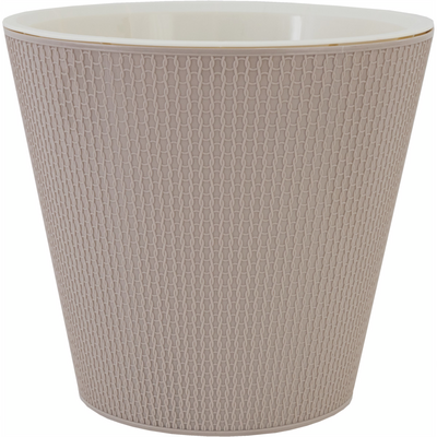 Osłonka plastikowa z doniczką wewnętrzną Ajur D 330 mm /16 l na kółkach mleczna czekolada