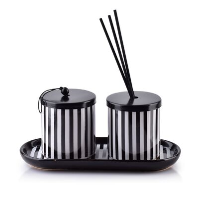 Zestaw zapachowy świeca z dyfuzorem 23 x 9 x 9 cm biało-czarny