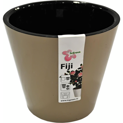 Osłonka plastikowa z doniczką wewnętrzną Fiji D 330 mm /16 l na kółkach czekoladowy