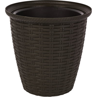 Donica rattanowa D 185 mm / 3 l z doniczką wewnętrzną 1,5 l ciemnej czekolady