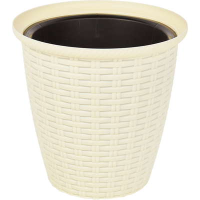 Donica rattanowa D 233 mm / 7 l z doniczką wewnętrzną 4,5 l kremowy