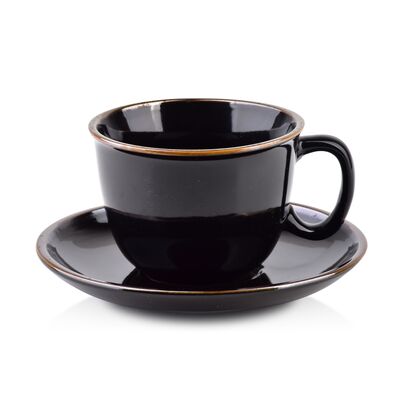 Filiżanka CAL BLACK 280 ml ze spodkiem 15 cm