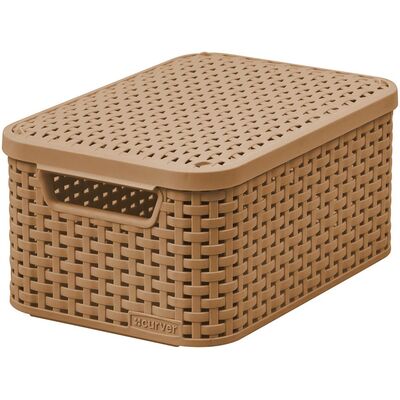 Kosz z pokrywką Rattan Style S 28,5 x 19,4 x 13 cm jasnobrązowy CURVER