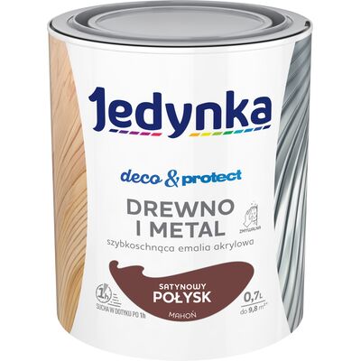 Farba akrylowa Jedynka DecoProtect Drewno i Metal Satynowy Połysk Mahoń 0,7 l