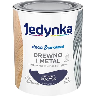 Farba akrylowa Jedynka DecoProtect Drewno i Metal Satynowy Połysk Granatowy 0,7 l