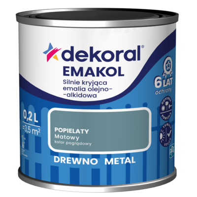 Emalia olejno-alkidowa EMAKOL Popielaty matowy 0,2 l Dekoral