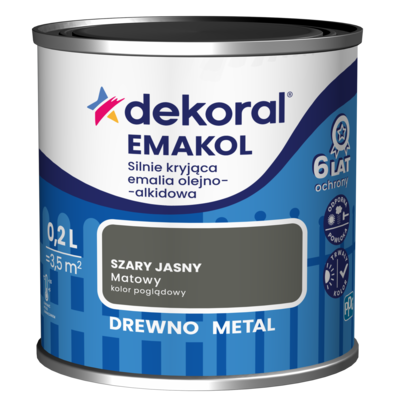 Emalia olejno-alkidowa EMAKOL Szary jasny matowy 0,2 l Dekoral